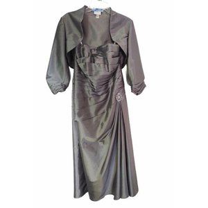 Jade by Jasmine Strapless  Mother of the Bride Gown Pleated Bodice Gray Size 8